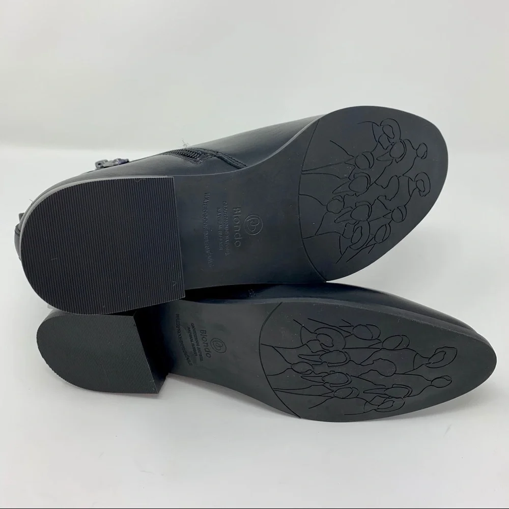 Blondo Black Leather Ankle Booties with Buckle Accent